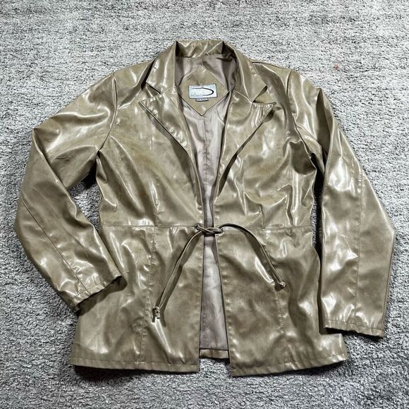 Vintage Y2K Rave Faux Leather Front Tie Jacket - Picture 1 of 7